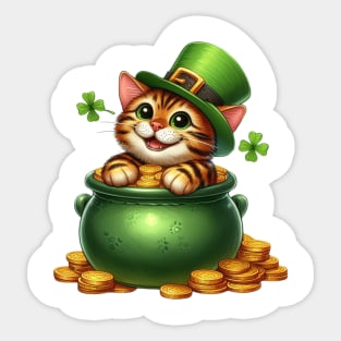 St Patricks Day Bengal Cat Sticker